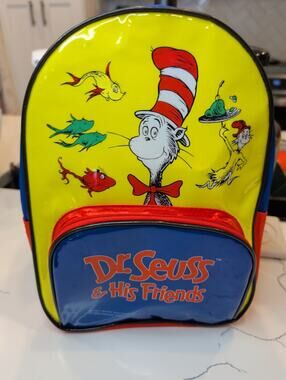 Vintage 1997 Dr Seuss & His Friends Backpack Cat in the Hat Kids Mini Book Bag